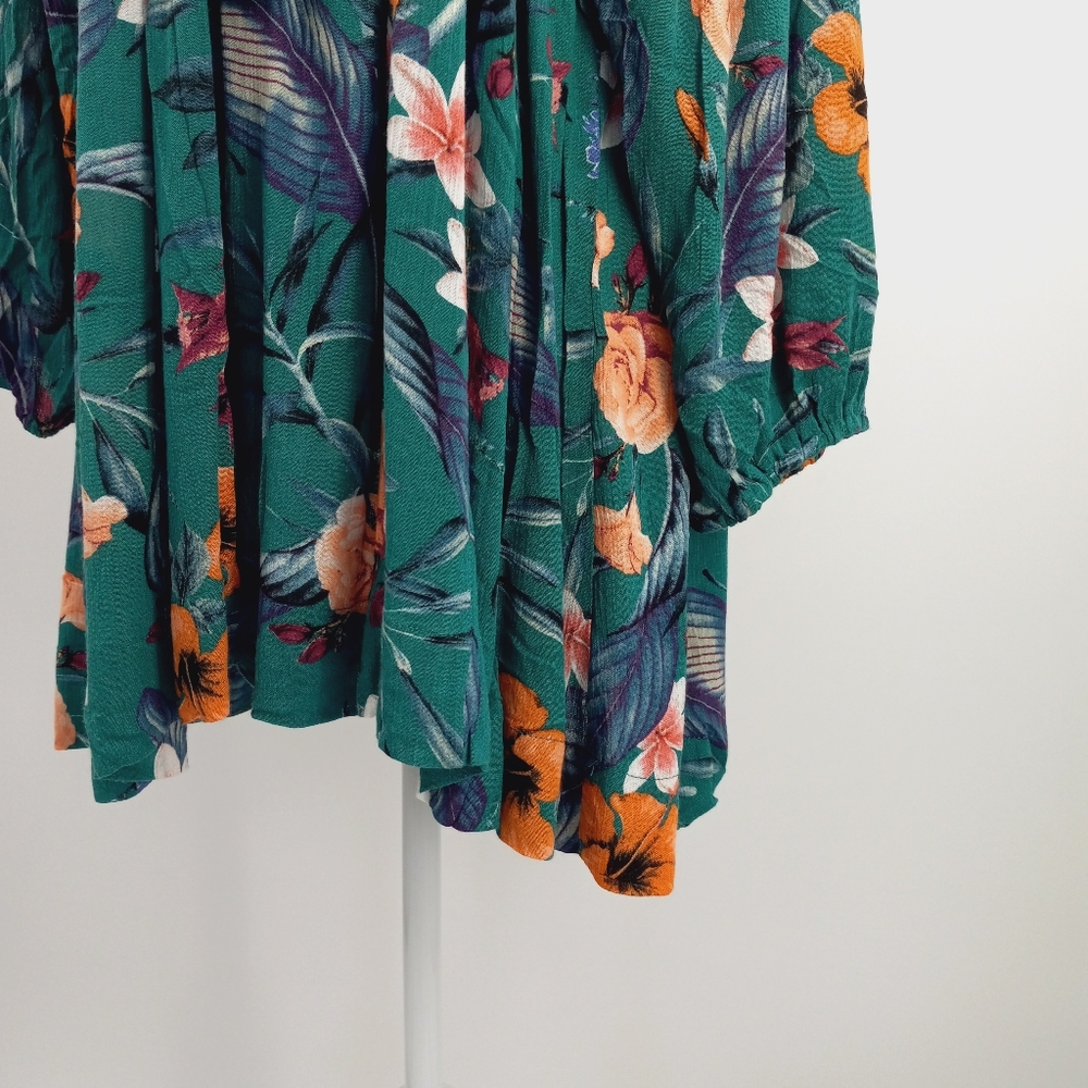 ODDY NWT Boho Tassel Tie Detail Floral Balloon Sleeve Peasant Style Tunic Top 1X - Picture 4 of 15